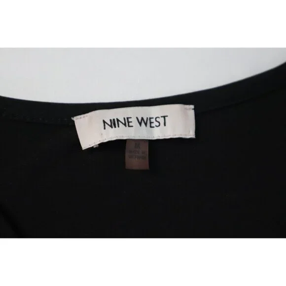 Nine West Women's Black Sleeveless Saleha Rached‎ V-Neck Top Size Medium - Picture 7 of 13